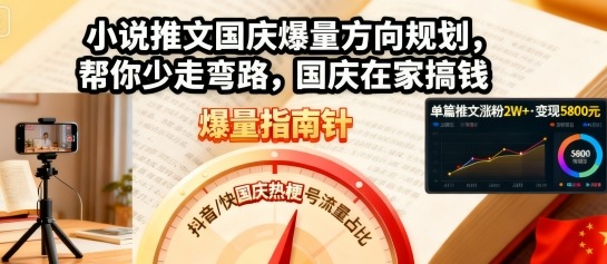 小说推文国庆爆量方向规划，帮你少走弯路，国庆在家搞钱-福源网创资源站