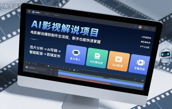 AI影视解说项目，电影解说爆款制作全流程，新手也能快速掌握-福源网创资源站