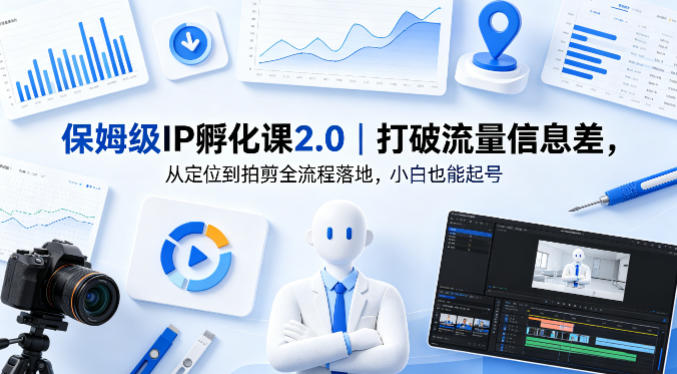 保姆级IP孵化课2.0｜打破流量信息差，从定位到拍剪全流程落地，小白也能起号-福源网创资源站