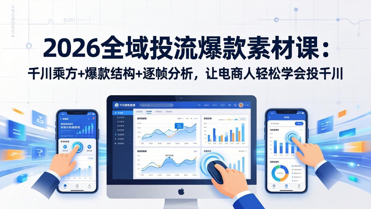2026全域投流爆款素材课：千川乘方+爆款结构+逐帧分析，让电商人轻松学会投千川-福源网创资源站