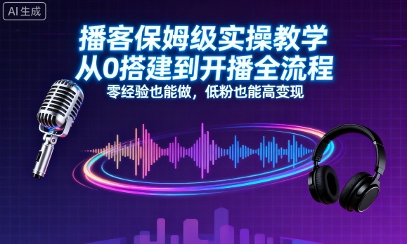 播客保姆级实操教学，从0搭建到开播全流程，零经验也能做，低粉也能高变现-福源网创资源站