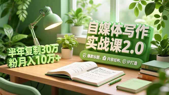 自媒体写作实战课2.0，爆款标题、内容结构、IP打造，半年复制30万粉月入10万+-福源网创资源站