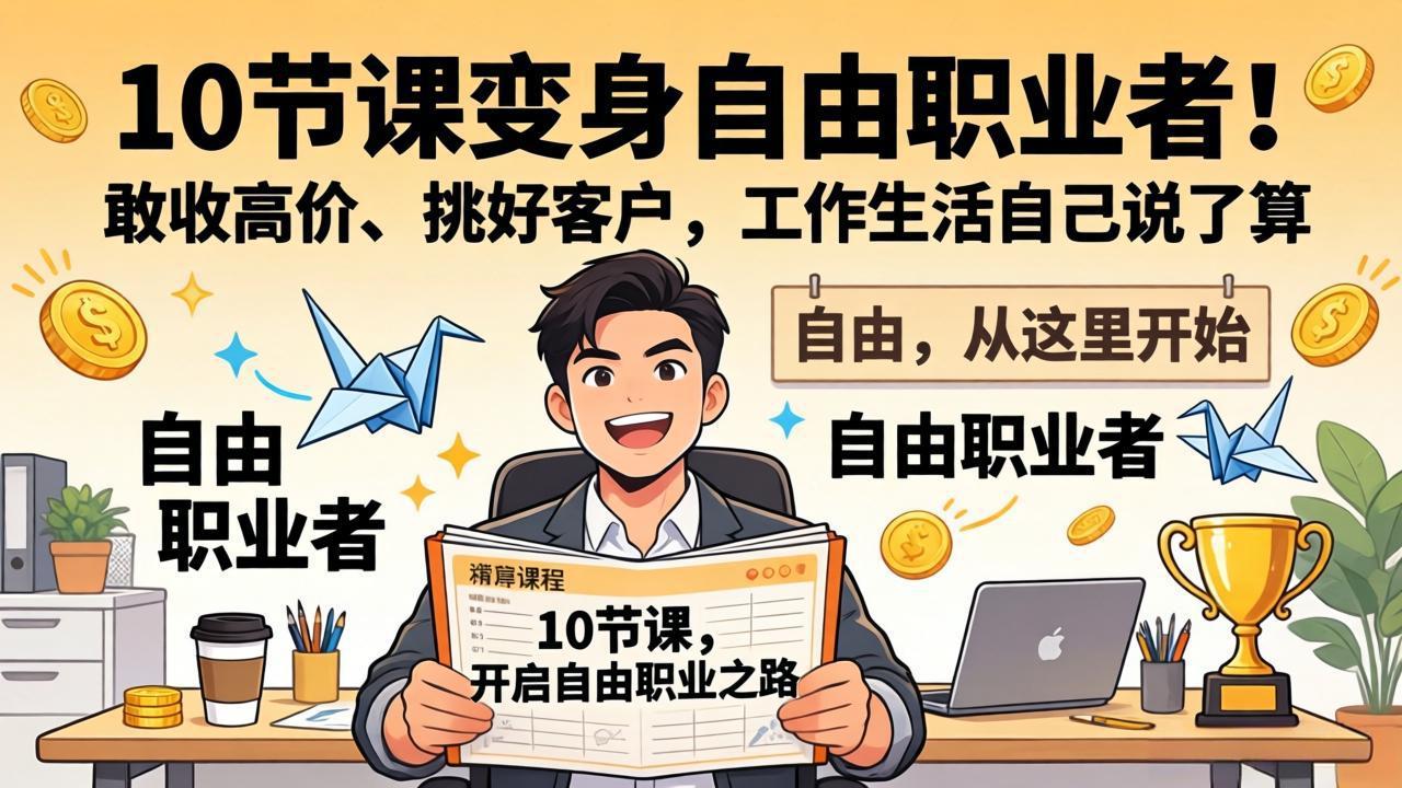 10 节课变身自由职业者！敢收高价、挑好客户，工作生活自己说了算-福源网创资源站