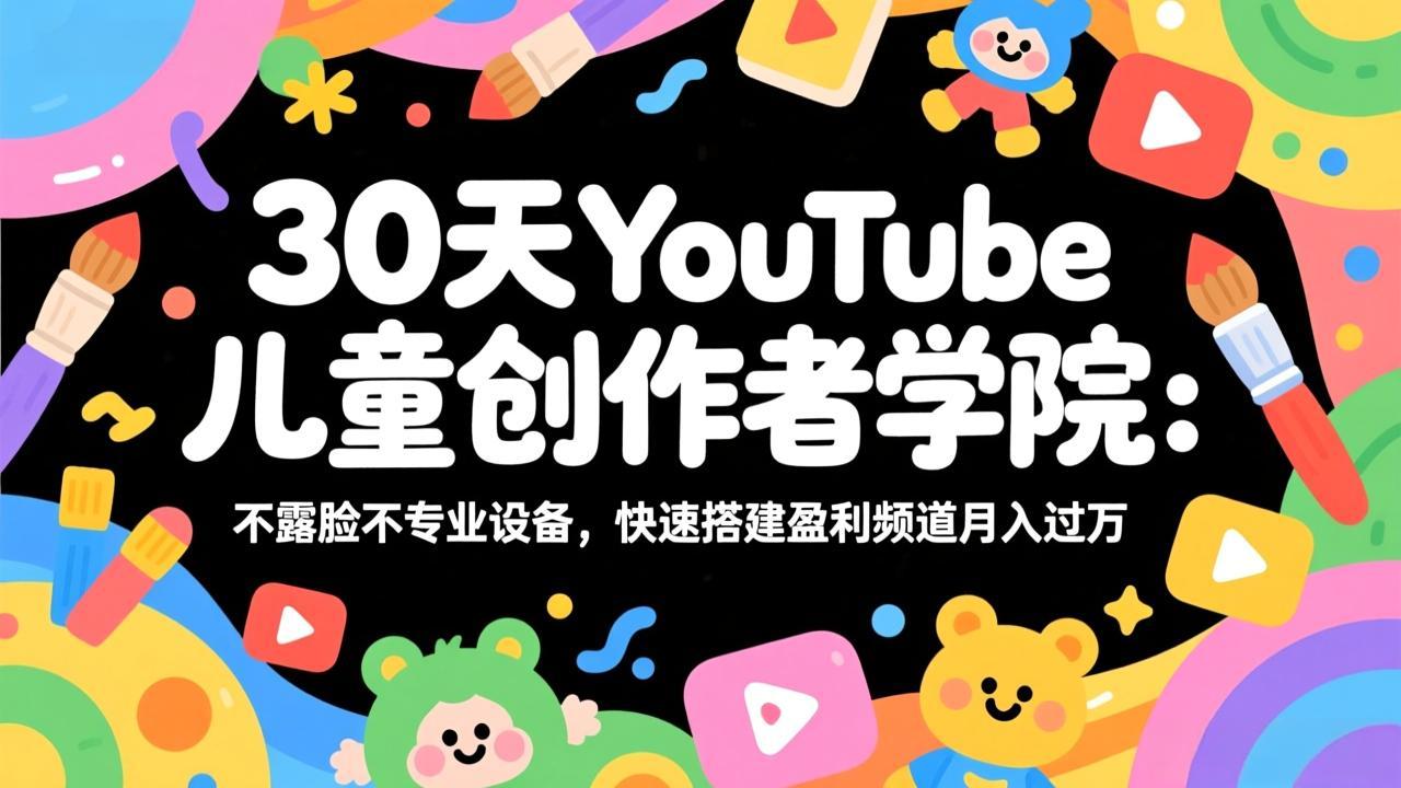 30天YouTube儿童创作者学院：不露脸不专业设备，快速搭建盈利频道月入过万-福源网创资源站