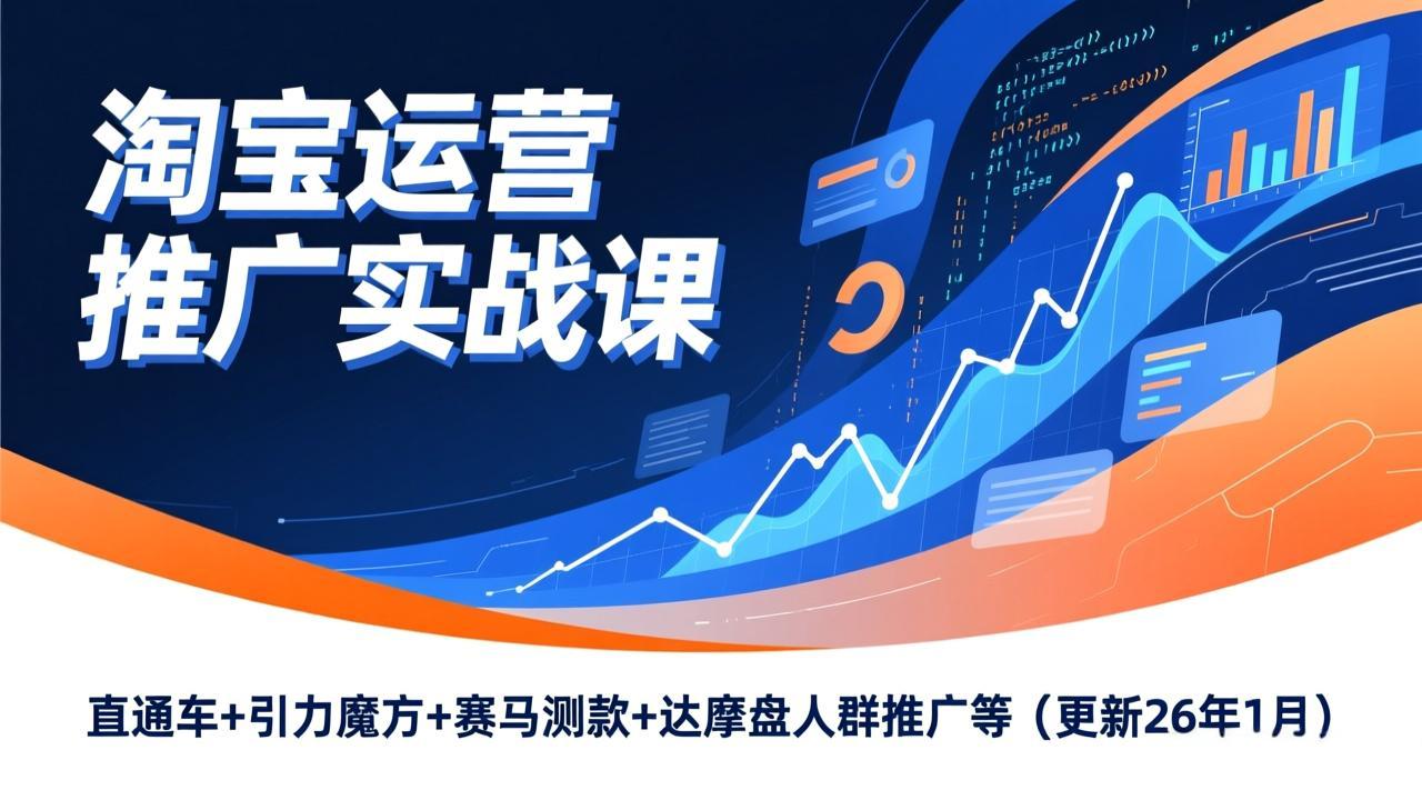 淘宝运营推广实战课，直通车+引力魔方+赛马测款+达摩盘人群推广等(更新26年1月-福源网创资源站