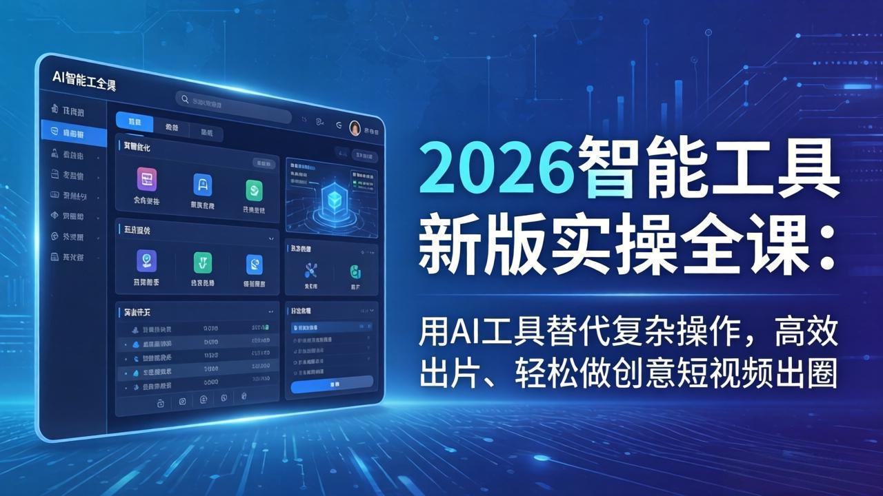 2026智能工具新版实操全课：用AI工具替代复杂操作，高效出片、轻松做创意短视频出圈-福源网创资源站