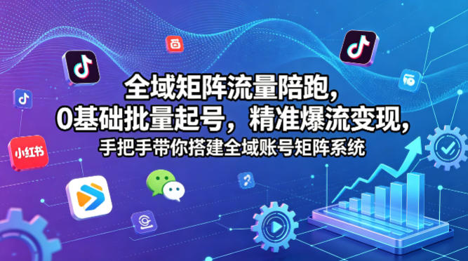 全域矩阵流量陪跑，0基础批量起号，精准爆流变现，手把手带你搭建全域账号矩阵系统-福源网创资源站