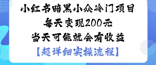小红书暗黑小众冷门项目每天变现2张当天可能就会有收益-福源网创资源站