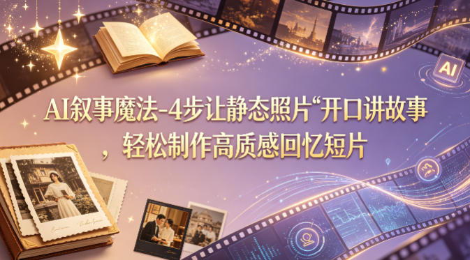 AI叙事魔法-4步让静态照片“开口讲故事”，轻松制作高质感回忆短片-福源网创资源站