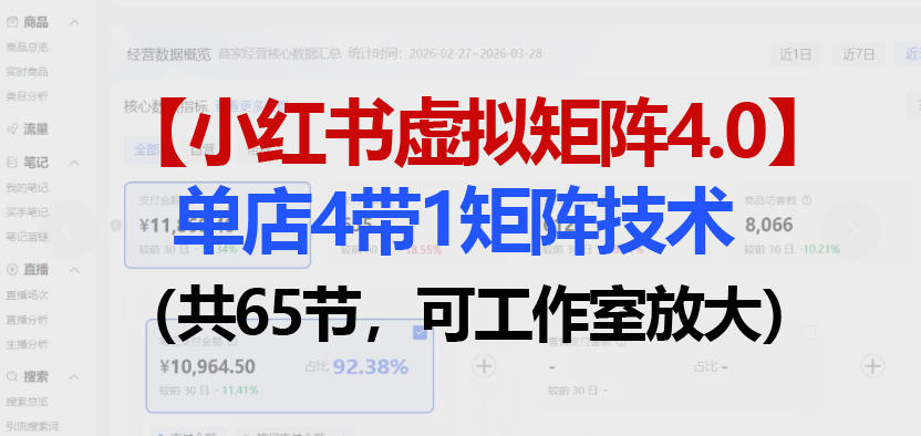 小红书虚拟矩阵4.0技术：单店4带1矩阵(共65节，可工作室放大)-福源网创资源站