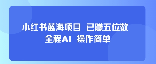 小红书蓝海项目，全程AI，操作简单，已挣五位数-福源网创资源站