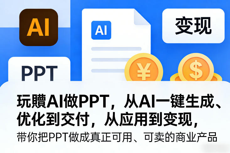 玩賺AI做PPT，从AI一键生成、优化到交付，从应用到变现，带你把PPT做成真正可用、可卖的商业产品(更新0421)-福源网创资源站