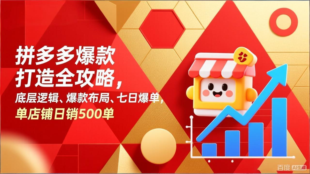 拼多多爆款打造全攻略，底层逻辑、爆款布局、七日爆单，单店铺日销500单-福源网创资源站