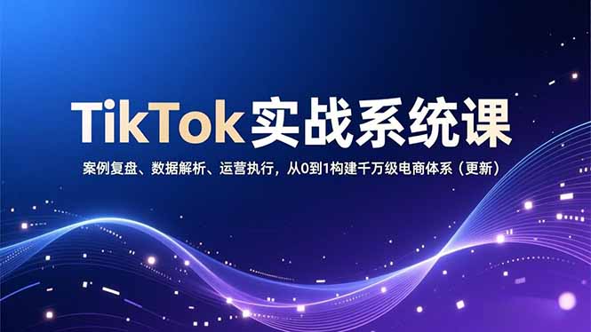TikTok实战系统课，案例复盘、数据解析、运营执行，从0到1构建千万级电商体系(更新-福源网创资源站