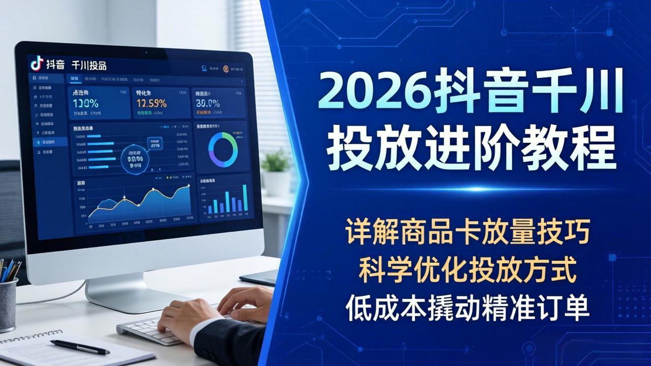 2026抖音千川投放进阶教程，详解商品卡放量技巧，科学优化投放方式，低成本撬动精准订单-福源网创资源站