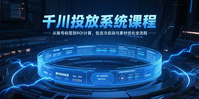 千川投放系统课程，从账号标签到ROI计算，包含冷启动与素材优化全流程-福源网创资源站