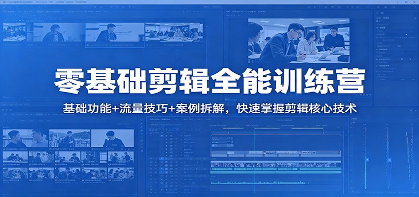 零基础剪辑全能训练营：基础功能+流量技巧+案例拆解，快速掌握剪辑核心技术-福源网创资源站