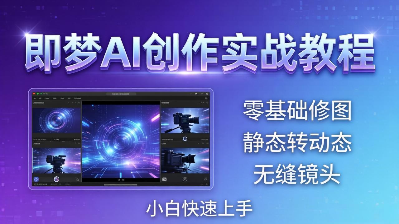 即梦AI创作实战教程，从零基础修图到AI导演，实战教学静态转动态+无缝镜头，小白快速上手-福源网创资源站