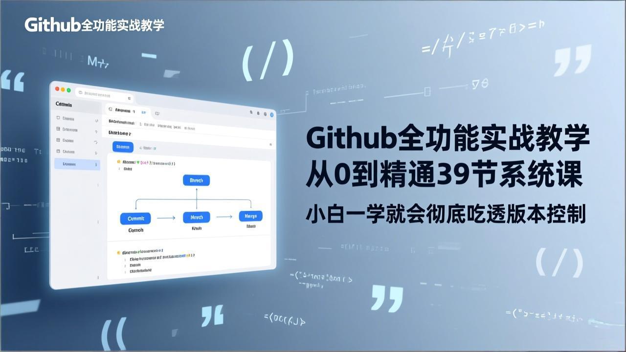 GitHub-全功能实战教学，从0到精通39节系统课，小白一学就会彻底吃透版本控制-福源网创资源站