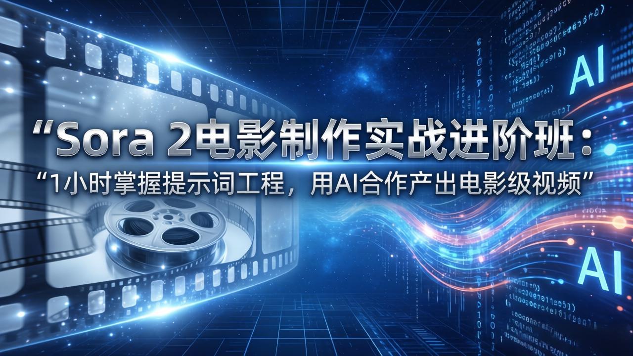 Sora 2电影制作实战进阶班：1小时掌握提示词工程，用AI合作产出电影级视频-福源网创资源站