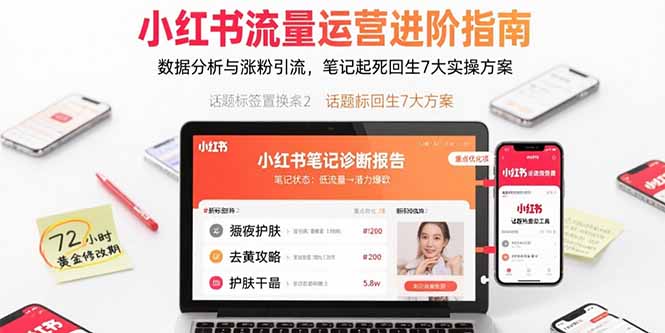小红书流量运营进阶指南，数据分析与涨粉引流，笔记起死回生7大实操方案-福源网创资源站