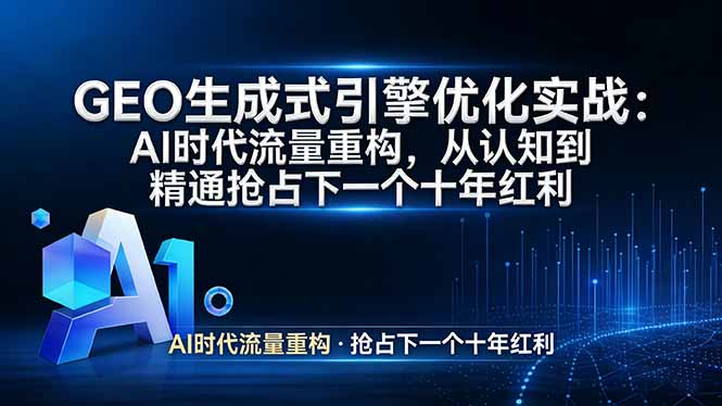 GEO 生成式引擎优化实战：AI时代流量重构，从认知到精通抢占下一个十年红利-福源网创资源站