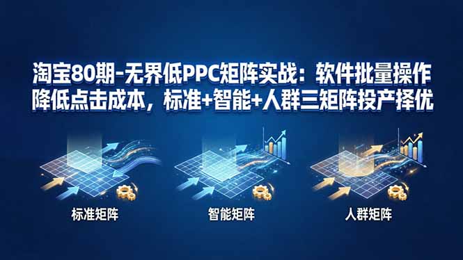 淘宝80期-无界低PPC矩阵实战：软件批量操作降低点击成本，标准+智能+人群三矩阵投产择优-福源网创资源站
