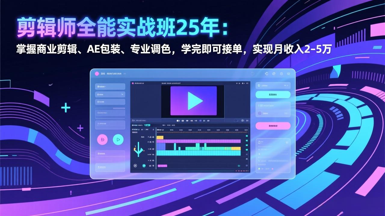 剪辑师全能实战班25年：掌握商业剪辑、AE包装、专业调色，学完即可接单，实现月收入2-5万-福源网创资源站
