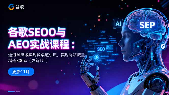 谷歌SEO与AEO实战课程:通过AI技术实现多渠道引流,实现网站流量增长300%-福源网创资源站
