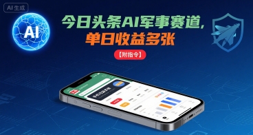 今日头条AI军事赛道，单日收益多张 ，手机可做【附指令】-福源网创资源站