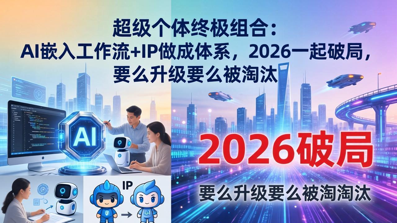 超级个体终极组合：AI嵌入工作流+IP做成体系，2026一起破局，要么升级要么被淘汰-福源网创资源站