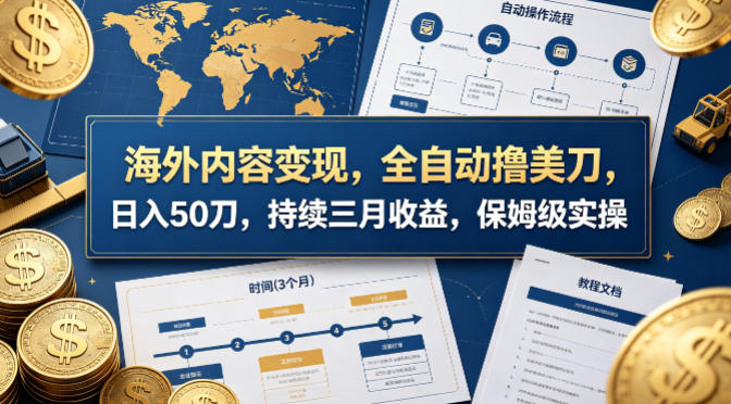 海外内容变现，全自动撸美刀，日入50刀，持续三月收益，保姆级实操【揭秘】-福源网创资源站
