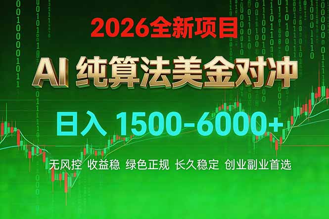 2026 全新美金对冲项目，不套平台赠金，不封号，纯算法对冲，日入 1500-6000+-福源网创资源站