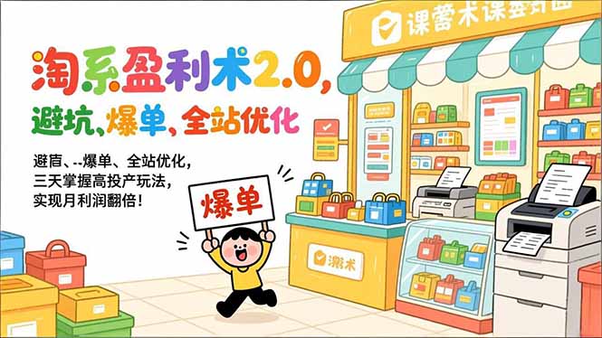淘系盈利术2.0，避坑、爆单、全站优化，三天掌握高投产玩法，实现月利润翻倍！-福源网创资源站