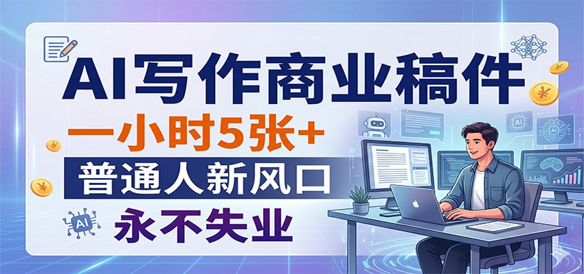 AI写作商业稿件，一小时5张+，普通人新风口，永不失业-福源网创资源站