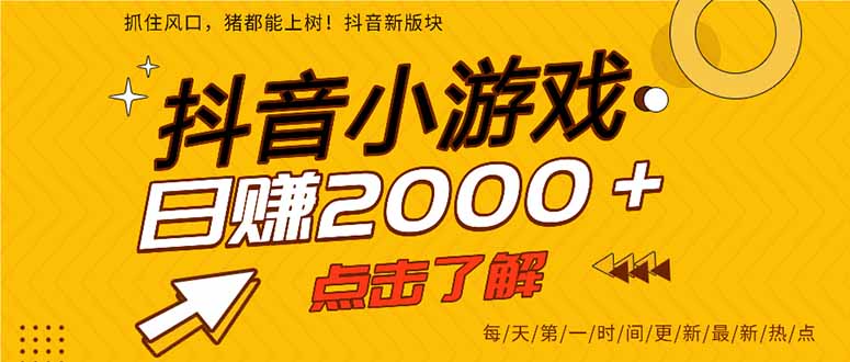 2025年爆火的抖音小游戏项目，一部手机日入2000+-福源网创资源站