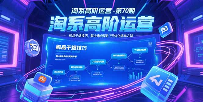淘系高阶运营-第70期，标品干爆技巧，解决难点策略，大佬操盘方法-福源网创资源站
