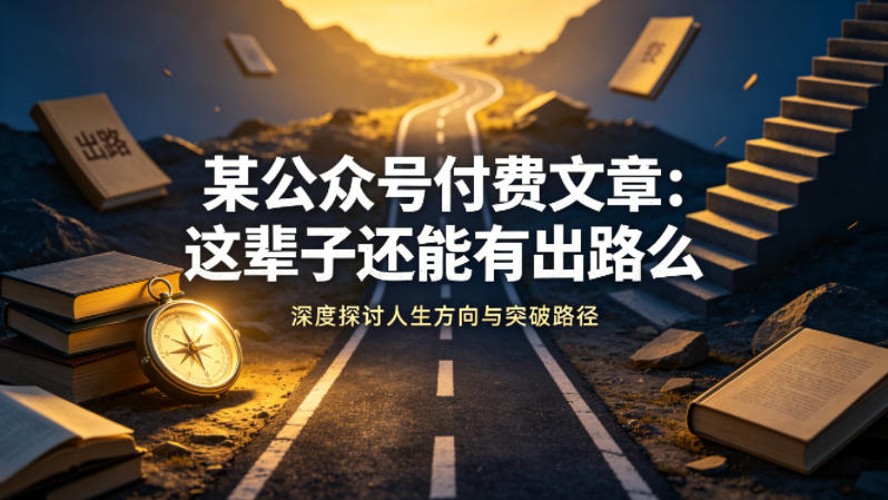 某公众号付费文章：这辈子还能有出路么-福源网创资源站