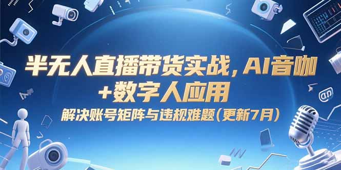 半无人直播带货实战,AI音咖+数字人应用 解决账号矩阵与违规难题(更新7月-福源网创资源站