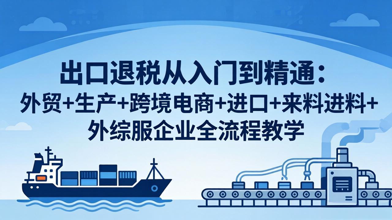 出口退税从入门到精通：外贸+生产+跨境电商+进口+来料进料+外综服企业全流程教学-福源网创资源站