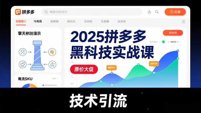 2025拼多多黑科技实战课，擎天柱玩法、爆流SKU、原价大促，技术引流，单店日销轻松破千单-福源网创资源站
