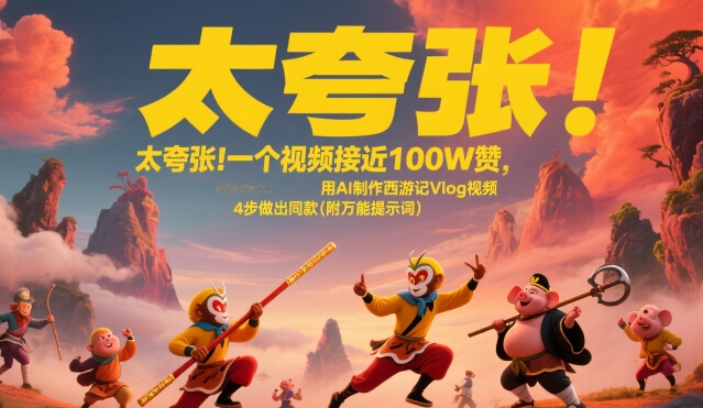 太夸张！一个视频接近100W赞，用AI制作西游记Vlog视频，全流程拆解来了(附万能提示词)-福源网创资源站