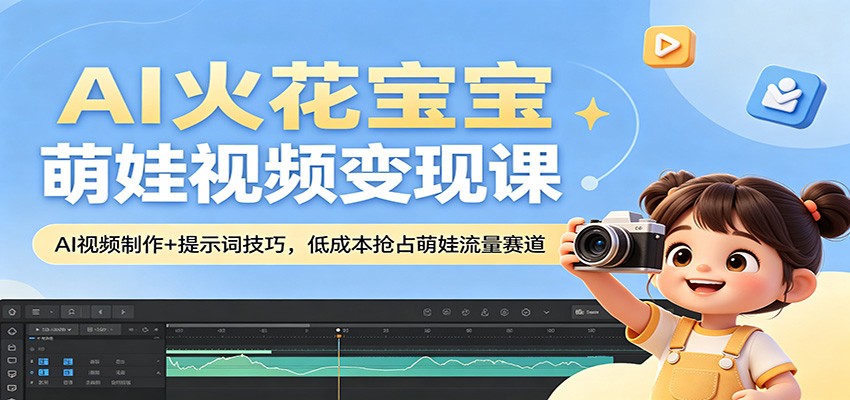 AI火花宝宝萌娃视频变现课：AI视频制作+提示词技巧，低成本抢占萌娃流量赛道-福源网创资源站