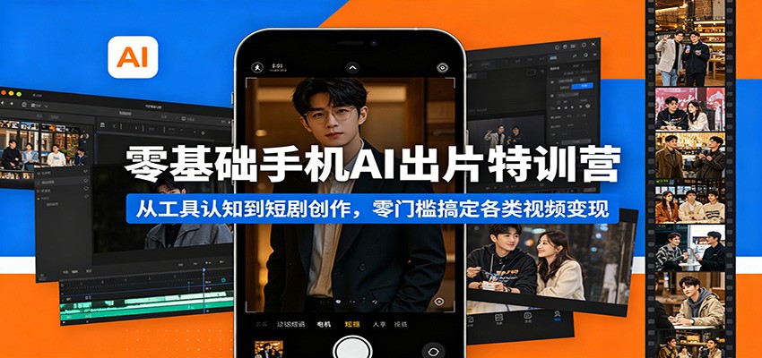 零基础手机AI出片特训营：从工具认知到短剧创作，零门槛搞定各类视频变现-福源网创资源站