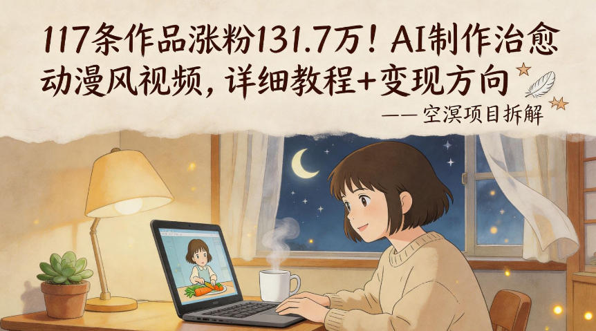 117条作品涨粉131.7W！AI制作治愈动漫风视频，详细教程+变现方向-福源网创资源站