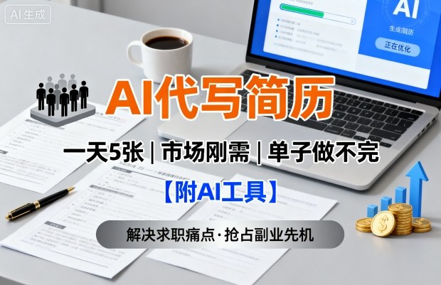 AI代写简历，一天5张，今年找工作难，市场刚需，单子做不完【附AI工具】-福源网创资源站