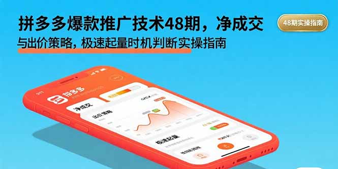 拼多多爆款推广技术48期，净成交与出价策略，极速起量时机判断实操指南-福源网创资源站