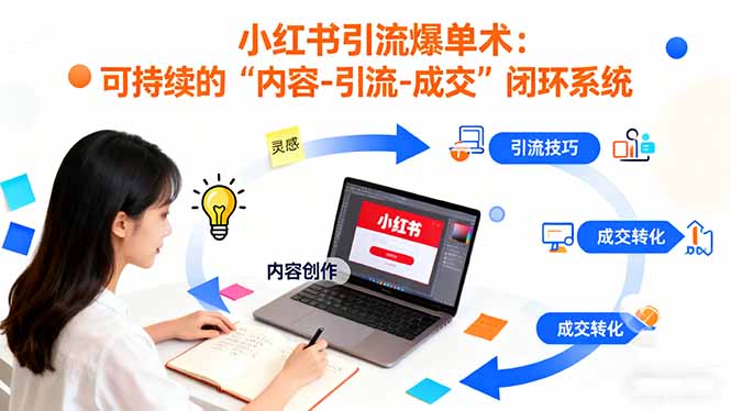 小红书引流爆单术：构建一套低成本 可持续的“内容-引流-成交”闭环系统-福源网创资源站