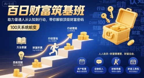 百日财富筑基班，助力普通人从认知到行动，带你解锁顶级财富密码-福源网创资源站