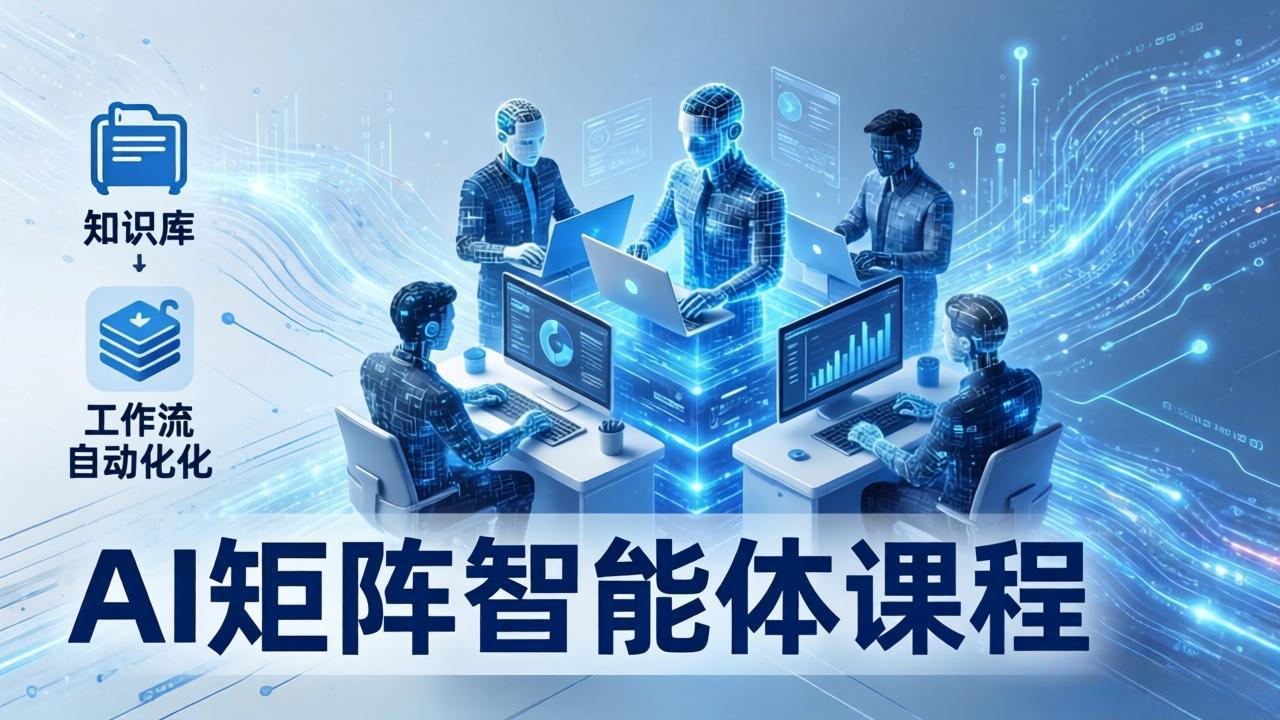 AI矩阵智能体实战：100个数字员工批量生产内容，文本知识库+工作流自动化全搞定-福源网创资源站